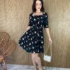 fernandaramosstore com br vestido curto sem bojo com lastex e amarracao estampa preto