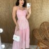 fernandaramosstore com br vestido longo com bojo alca detalhada listrado rosa 3