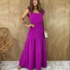 vestido longo fucsia