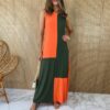 fernandaramosstore com br vestido longo de malha alca grossa laranja e verde militar