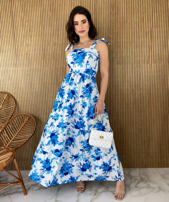 fernandaramosstore com br vestido longo sem bojo amarracao nas alcas floral azul