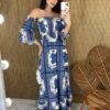 fernandaramosstore com br vestido longo sem bojo com lastex ombro a ombro estampado azul