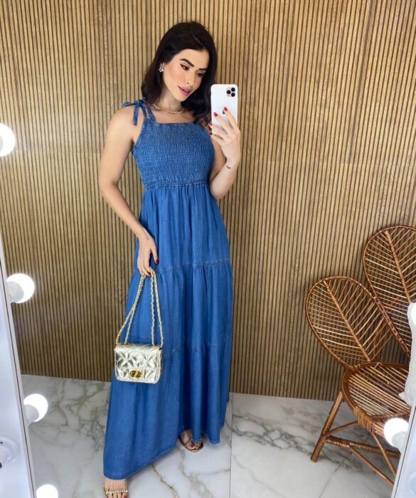 fernandaramosstore com br vestido longo sem bojo lastex amarracao nas alcas jeans 4