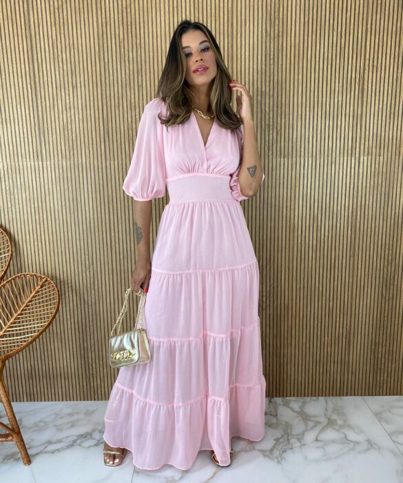 fernandaramosstore com br vestido longo sem bojo manga 34 decote v rosa