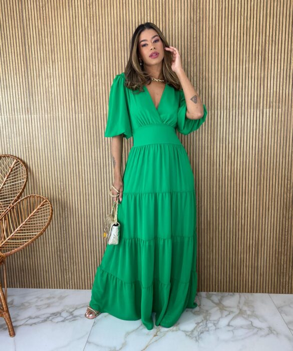 fernandaramosstore com br vestido longo sem bojo manga 34 decote v verde