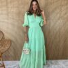 fernandaramosstore com br vestido longo sem bojo manga 34 decote v verde lima