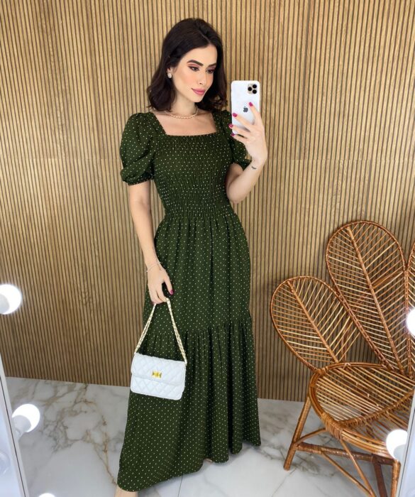 fernandaramosstore com br vestido longo sem bojo poa verde com lastex e fenda 1