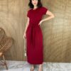 fernandaramosstore com br vestido midi de malha manga curta com amarracao vermelho