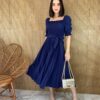 fernandaramosstore com br vestido midi plissado sem bojo com lastex azul marinho 4