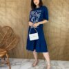 fernandaramosstore com br vestido midi sem bojo manga curta travel journal azul marinho