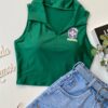 Cropped Feminino com Gola Verde - Fernanda Ramos Store