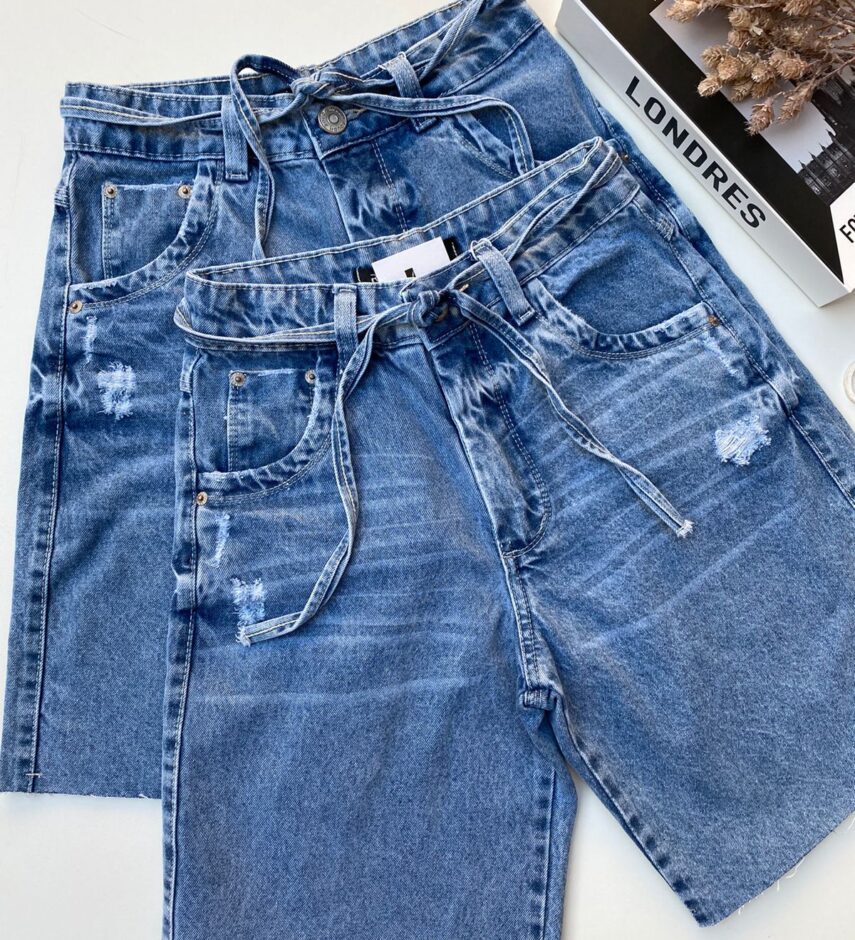 Bermuda Jeans Feminina Virginia com Amarração Fernanda Ramos Store