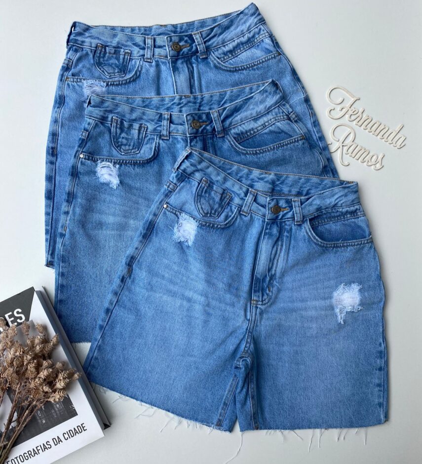 Bermuda Jeans Feminino Básica Barra a Fio - Fernanda Ramos Store
