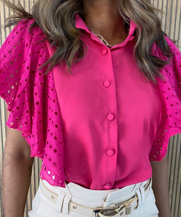 fernandaramosstore com br blusa manga curta feminina com botoes e laise pink 3