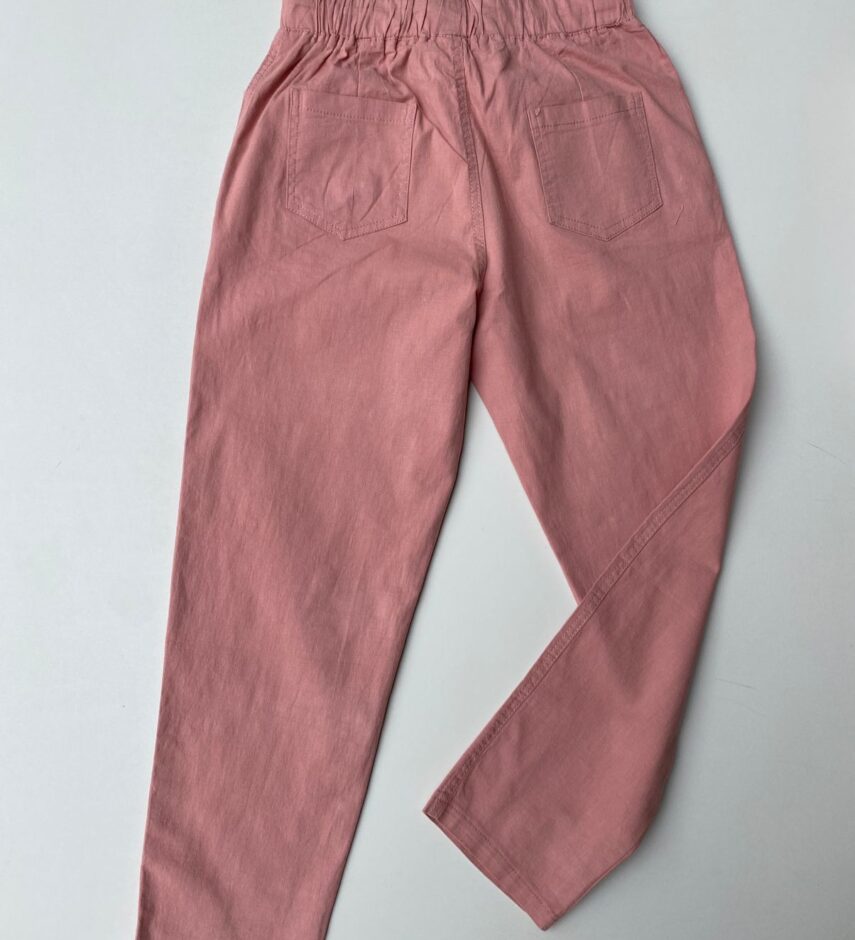 Calça Feminina Botões Encapados Laterais e Amarração Rosa - Fernanda Ramos Store
