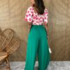 Calça Feminina Pantalona Lastex na Cintura Verde - Fernanda Ramos Store