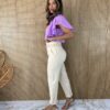 Calça Feminina Skinny com Cinto Bege - Fernanda Ramos Store