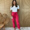 Calça Jeans Feminina Alta com Cós Largo Sarja Pink - Fernanda Ramos Store