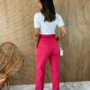 Calça Jeans Feminina Alta com Cós Largo Sarja Pink - Fernanda Ramos Store