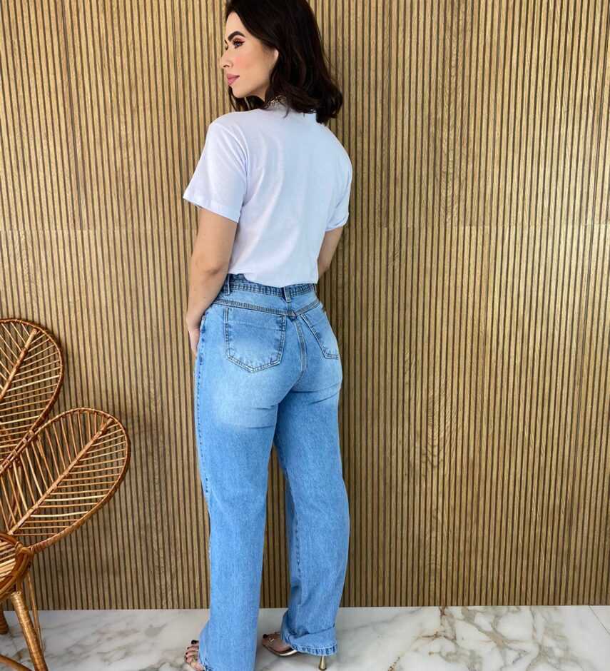 Calça Jeans Feminina Wide Leg com Amarração 21202 - Fernanda Ramos Store