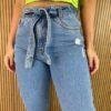 Calça Jeans Feminina Wide Leg com Amarração Ivete 21207 - Fernanda Ramos Store