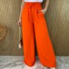 Calça Pantalona Lastex na Cintura Laranja Fernanda Ramos Store