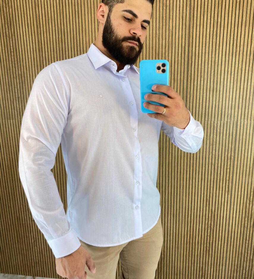 Camisa Essencial Slim Masculina Ogochi Branca 0001 - Fernanda Ramos Store