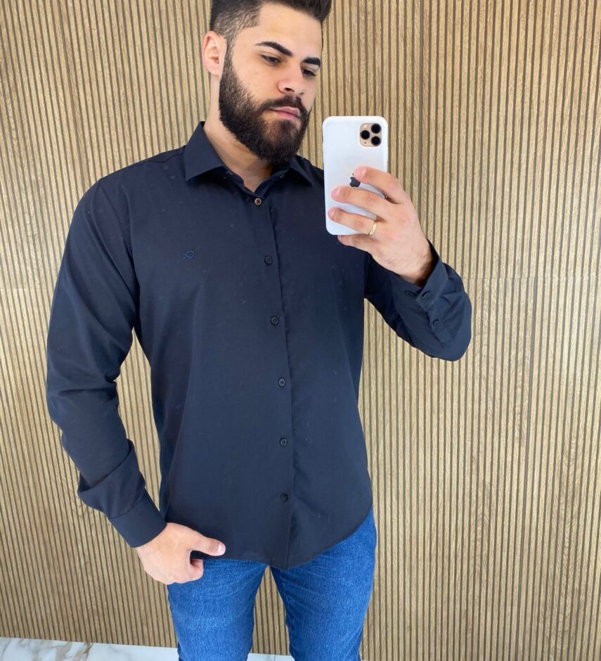Camisa Essencial Slim Masculina Ogochi Preta 0005 - Fernanda Ramos Store