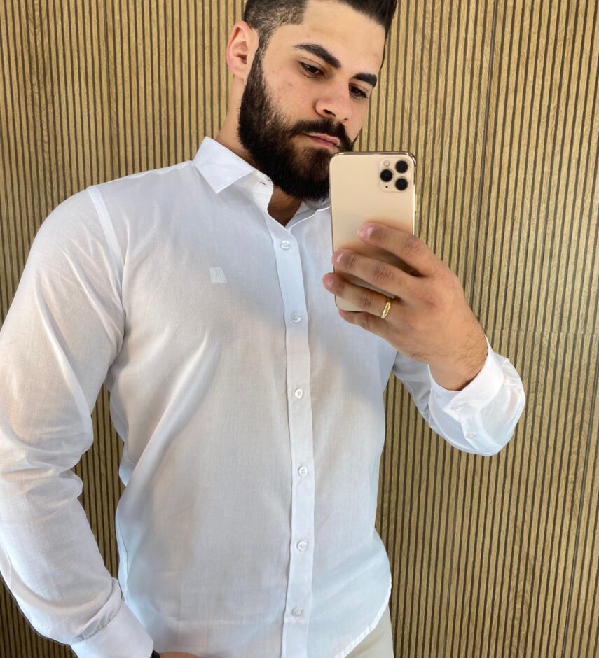 Camisa Masculina Manga Longa Tradicional Branca 1032 - Fernanda Ramos Store