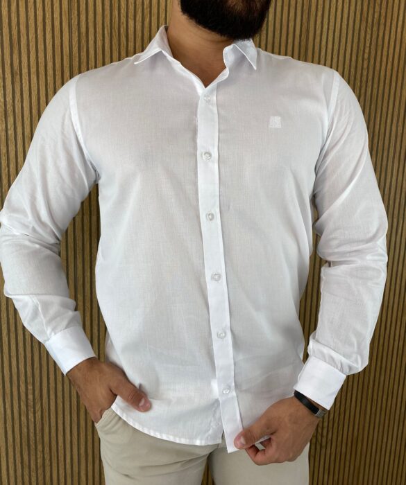 Camisa Masculina Manga Longa Tradicional Branca 1032 - Fernanda Ramos Store