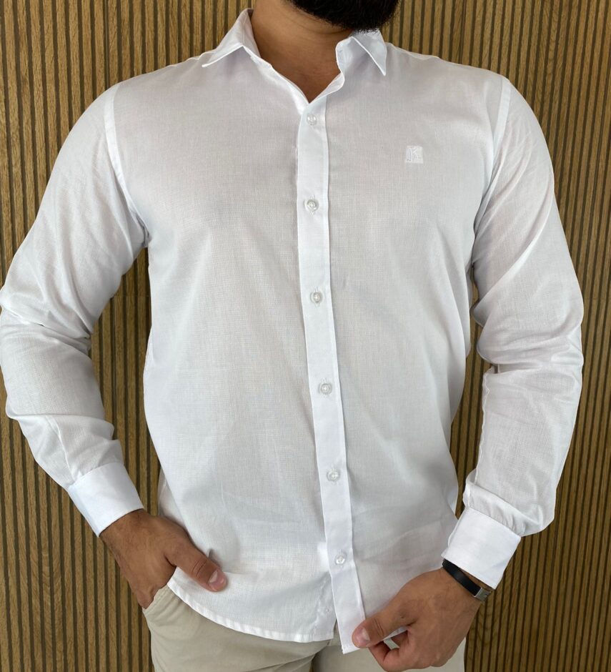 Camisa Masculina Manga Longa Tradicional Branca 1032 - Fernanda Ramos Store