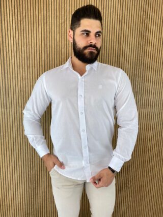 Camisa Masculina Manga Longa Tradicional Branca 1032 - Fernanda Ramos Store