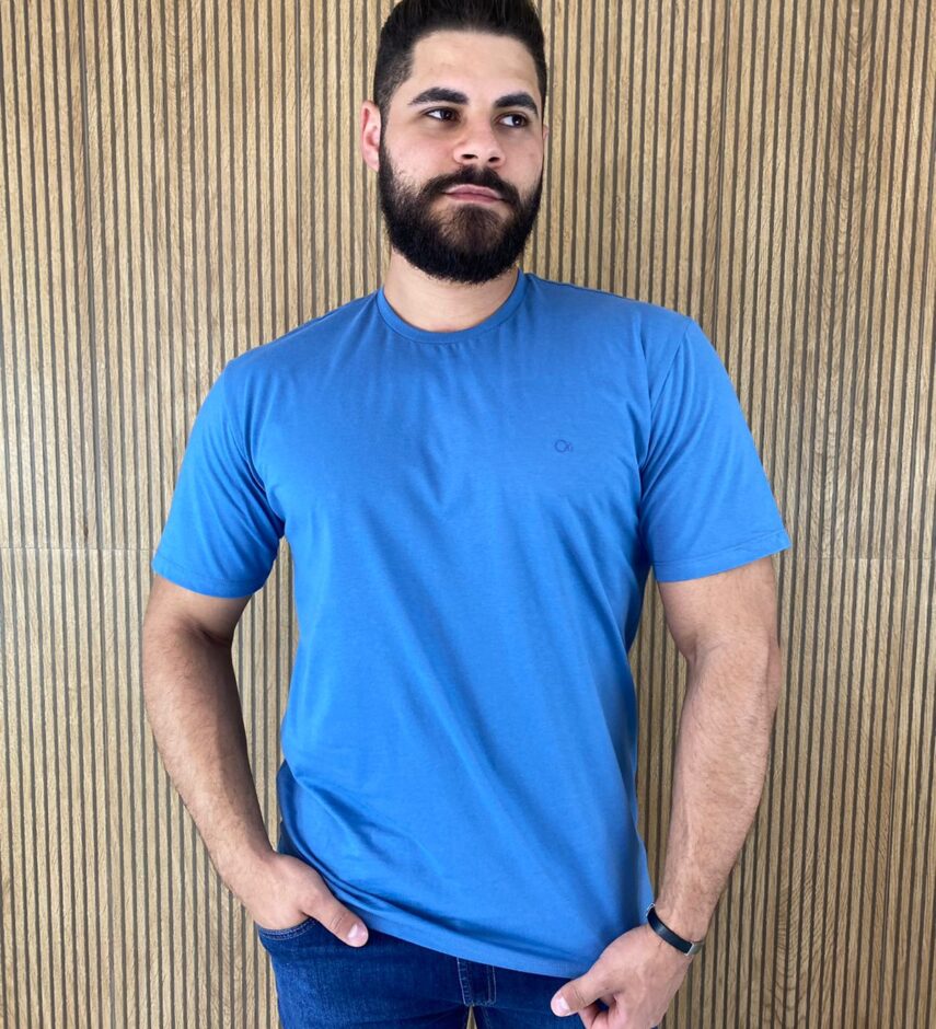 Camiseta Masculina Ogochi Básica Azul 3917 Fernanda Ramos Store