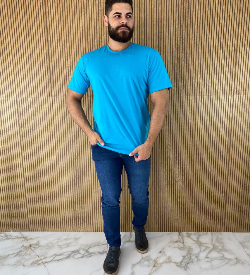 Camiseta Masculina Ogochi Básica Azul 4735 - Fernanda Ramos Store