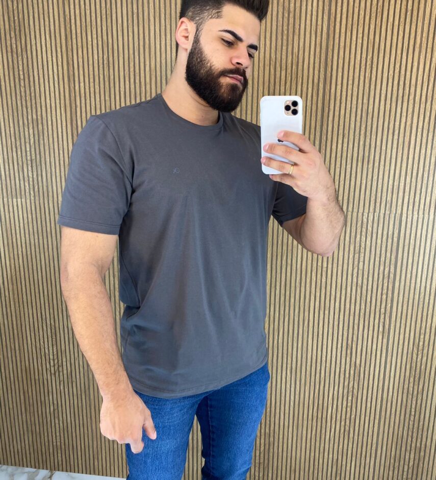 Camiseta Masculina Ogochi Básica Cinza 4011 - Fernanda Ramos Store