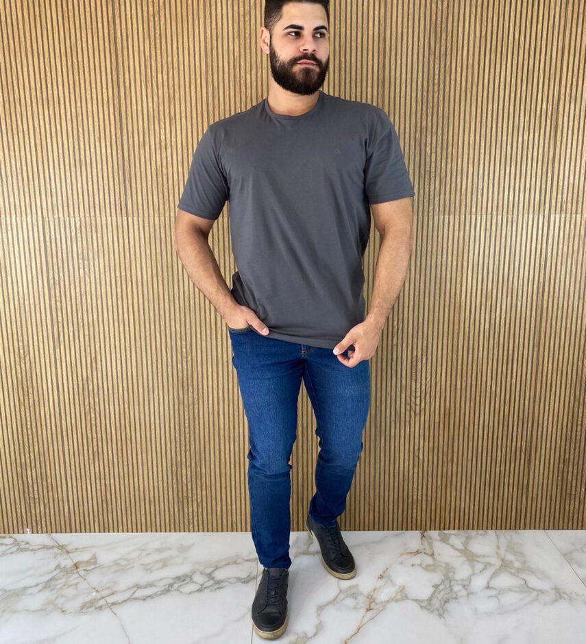 Camiseta Masculina Ogochi Básica Cinza 4011 - Fernanda Ramos Store
