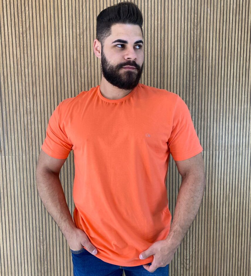 Camiseta Masculina Ogochi Básica Laranja 1546 Fernanda Ramos Store