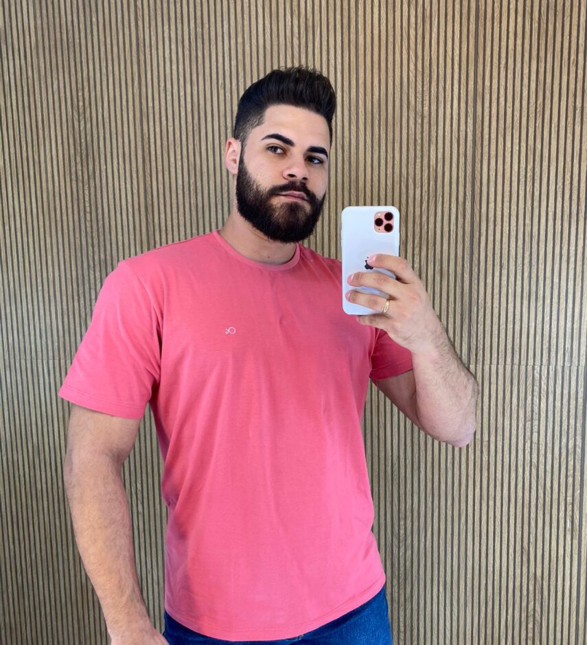 Camiseta Masculina Ogochi Básica Rosa 4008 - Fernanda Ramos Store