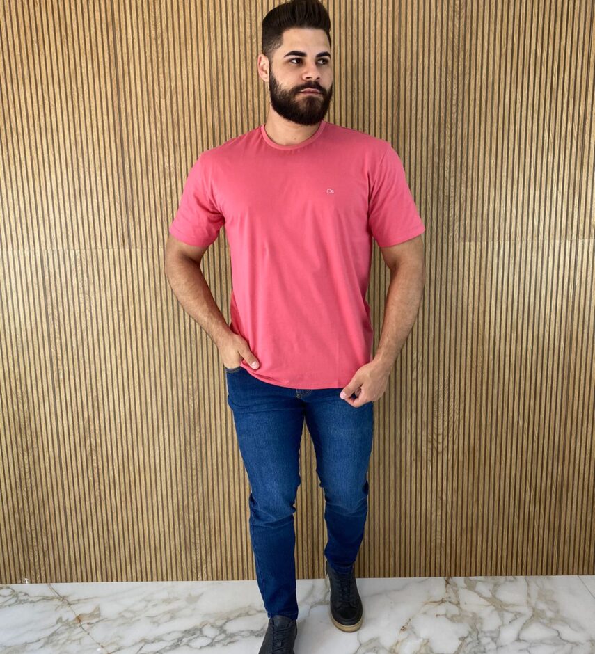 Camiseta Masculina Ogochi Básica Rosa 4008 - Fernanda Ramos Store