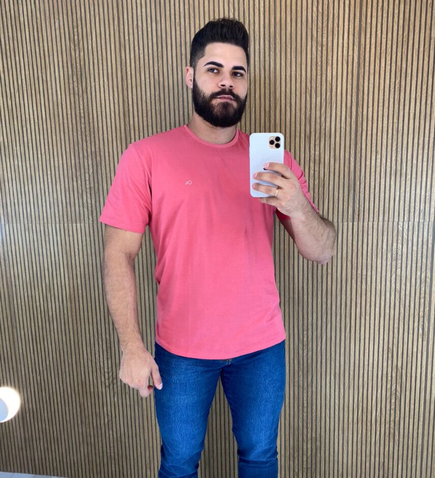 Camiseta Masculina Ogochi Básica Rosa 4008 - Fernanda Ramos Store