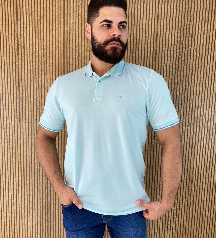 Camiseta Polo Casual Slim Ogochi Azul Bebe 0018 Fernanda Ramos Store