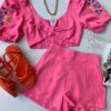 fernandaramosstore com br conjunto feminino short e cropped bordado rosa 1