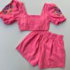 fernandaramosstore com br conjunto feminino short e cropped bordado rosa 2