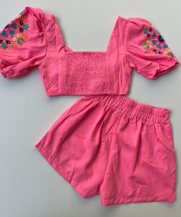 fernandaramosstore com br conjunto feminino short e cropped bordado rosa 2