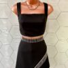 Conjunto Feminino Short Saia e Cropped com Aplicação Preto - Fernanda Ramos Store