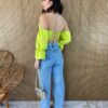 Cropped Corset com Bojo Verde Lima com Manga - Fernanda Ramos Store