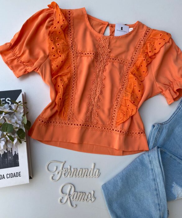 fernandaramosstore com br cropped feminino alongado detalhe em laise laranja 1