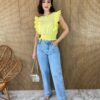 Cropped Feminino Babados em Guipir Amarelo - Fernanda Ramos Store