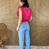 Cropped Feminino Babados em Guipir Pink - Fernanda Ramos Store