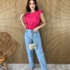 Cropped Feminino Babados em Guipir Pink - Fernanda Ramos Store